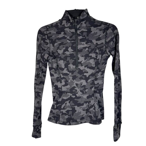 Lululemon SZ 4 Run Briskley 1/2 Zip Jacket Camo Long Sleeve Stretch Zip Pocket - Picture 3 of 11